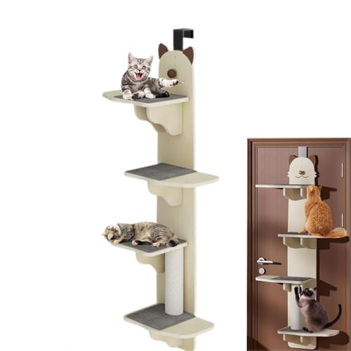 Door Hanging Cat Shelf, 2025 New Over The Door Cat Tree, Multi Level Door Hanging Cat Shelves, Katzen Kratzbaum, Katzenbaum Kletterturm, Kletterbaum Aktivitätskratzbäum für Katzen zum Klettern (B) von Keeplus