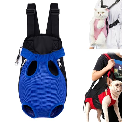 Furry Pawsy Carrier, Furry Pawsy Cat Carrier, Tragetasche Welpen Umhängetasche Haustier Transporttasche mit Verstellbarer Schultergurt Hundetragebeutel Mesh Hundetrage Katzentrage (Blau, L) von Keeplus