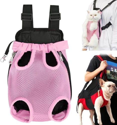 Furry Pawsy Carrier, Furry Pawsy Cat Carrier, Tragetasche Welpen Umhängetasche Haustier Transporttasche mit Verstellbarer Schultergurt Hundetragebeutel Mesh Hundetrage Katzentrage (Rose, L) von Keeplus