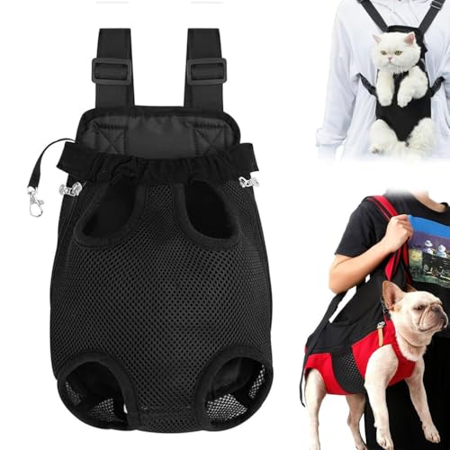 Furry Pawsy Carrier, Furry Pawsy Cat Carrier, Tragetasche Welpen Umhängetasche Haustier Transporttasche mit Verstellbarer Schultergurt Hundetragebeutel Mesh Hundetrage Katzentrage (Schwarz, L) von Keeplus