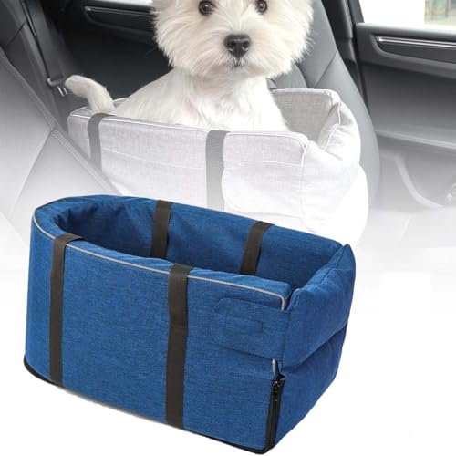 Gentle Paws Car Seat Cat Carrier, Gentle Paws Pet Car Seat, Hunde autositz, Mittelkonsole für Hunde, kleine Stabiler hundeautositz mit Gurt, Abnehmbarer Waschbar hundesitz für Auto, Welpen (Blau, 1) von Keeplus