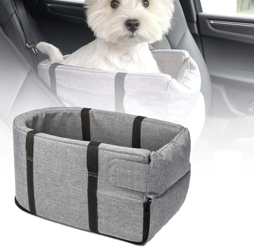 Gentle Paws Car Seat Cat Carrier, Gentle Paws Pet Car Seat, Hunde autositz, Mittelkonsole für Hunde, kleine Stabiler hundeautositz mit Gurt, Abnehmbarer Waschbar hundesitz für Auto, Welpen (Grau, 1) von Keeplus