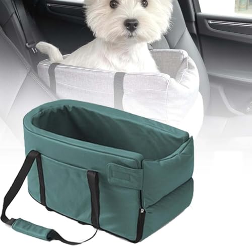 Gentle Paws Car Seat Cat Carrier, Gentle Paws Pet Car Seat, Hunde autositz, Mittelkonsole für Hunde, kleine Stabiler hundeautositz mit Gurt, Abnehmbarer Waschbar hundesitz für Auto, Welpen (Grün, 1) von Keeplus