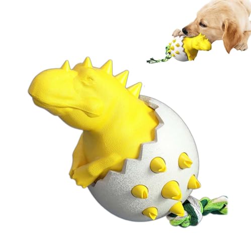 Idearock Dinosaur Eggs Dog Chew Toys, Idearock Dinosaurier Eier Hund Kauspielzeug, unzerstörbares Hundespielzeug, Hundekauspielzeug für Large Breeds Welpen, kleine, mittlere, große Hunde (Gelb) von Keeplus