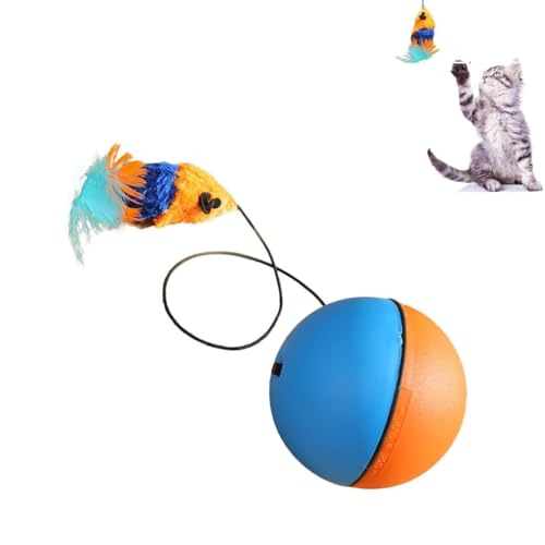 Interactive Cat Ball Toy, 2024 New Moving Cat Ball Toy with Fake Mouse, Interaktives Katzenspielzeug Katzenball, Selbstbeschäftigung Katzenspielzeug Katzenball Katzenspielzeug für Katzen Hunde (Blau) von Keeplus