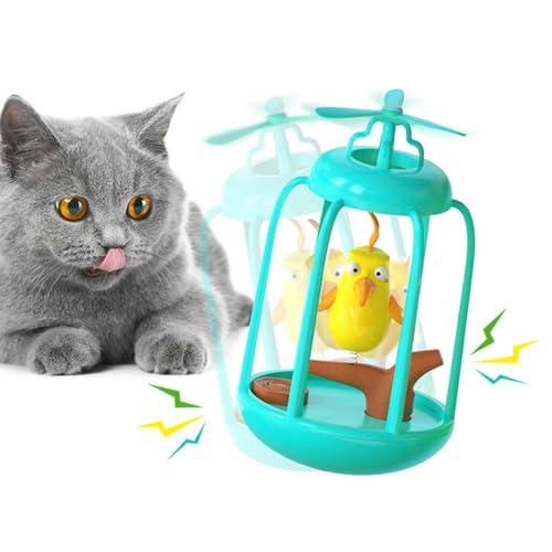 Keeplus Bird in Cage Cat Toy,Bird Cage Cat Toy,Vogel im Käfig Katze Spielzeug,Vogelkäfig Katze Spielzeug,Vogel in einem Käfig Katze Spielzeug,Katzenspielzeug Vogel,Interaktives Katzenspielzeug (Blau) von Keeplus