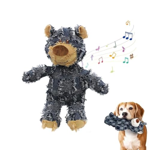 2025 Neuer Bär für starke Kauer,Unbreakable Bear Dog Toy,Unbreaka Bear, Mighty Bear Pet Toy,Unbreakable Bear Dog Toy,Unbreaka Bear,Quietschspielzeug Interaktives Plüsch Spielzeug für Hunde (Blau, L) von Keeplus