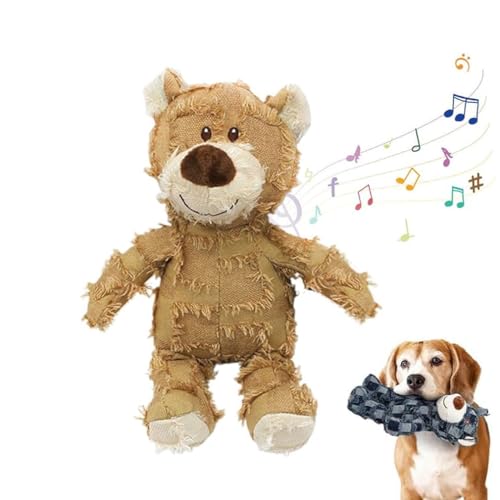 2025 Neuer Bär für starke Kauer,Unbreakable Bear Dog Toy,Unbreaka Bear, Mighty Bear Pet Toy,Unbreakable Bear Dog Toy,Unbreaka Bear,Quietschspielzeug Interaktives Plüsch Spielzeug für Hunde (Braun, L) von Keeplus