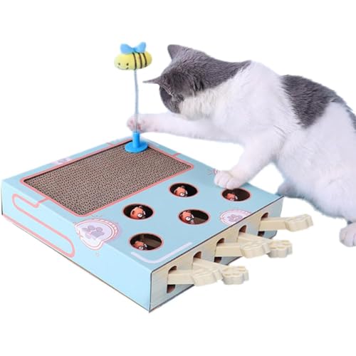 Miaofairy Cat Toy, Miaofairy Whack-a-Mole 3-in-1 Cat Scratcher and Toy, Schlagen Sie einen Maulwurf Katze Spielzeug, Katze Schlagen Sie einen Maulwurf Spielzeug, 3 in 1 Interaktives Katzenspielzeug von Keeplus