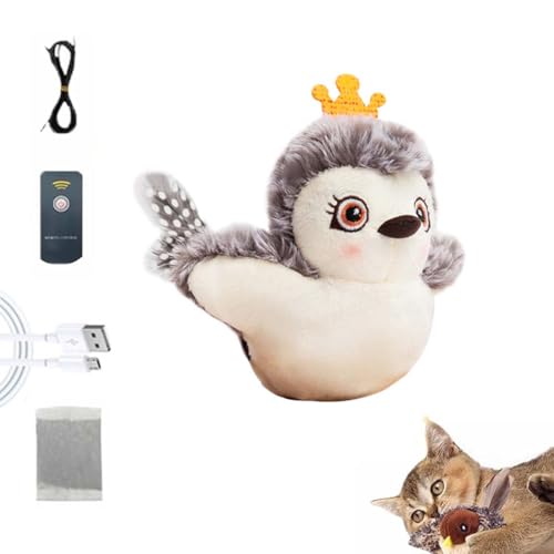 Pipertomi Cat Toy, Pipertomi Bird Cat Toy, PiperTomi Feathered Friend with Remote, Katzenspielzeug Vogel zur Selbstbeschäftigung - Interaktives Katzenspielzeug mit Katzenminze Für Haustiere (A) von Keeplus