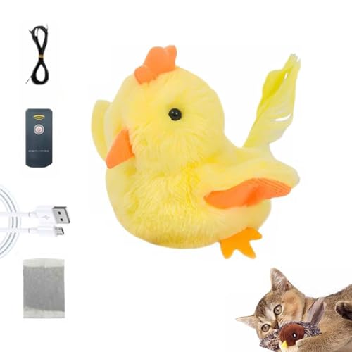 Pipertomi Cat Toy, Pipertomi Bird Cat Toy, PiperTomi Feathered Friend with Remote, Katzenspielzeug Vogel zur Selbstbeschäftigung - Interaktives Katzenspielzeug mit Katzenminze Für Haustiere (B) von Keeplus