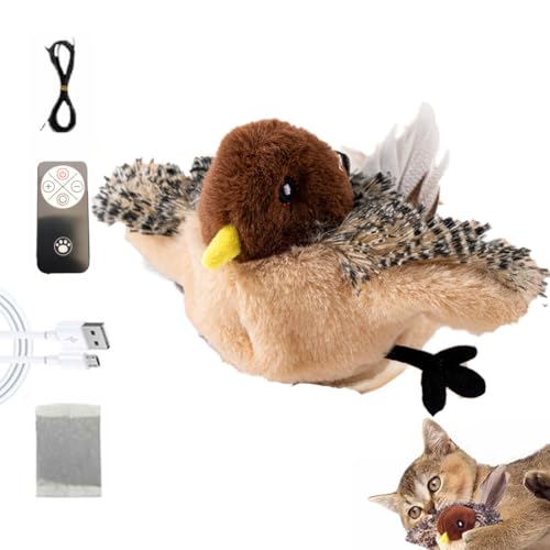 Pipertomi Cat Toy, Pipertomi Bird Cat Toy, PiperTomi Feathered Friend with Remote, Katzenspielzeug Vogel zur Selbstbeschäftigung - Interaktives Katzenspielzeug mit Katzenminze Für Haustiere (C) von Keeplus