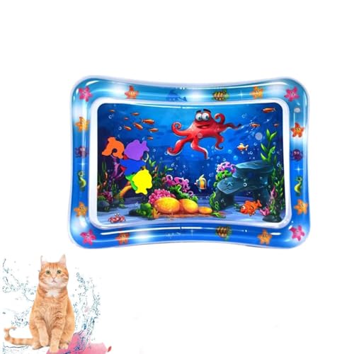 Pet Water Sensory Mat, Sensor Wassermatte Für Katzen, Wassermatte Spiel Katzen Kühlmatte Haustiere, Wasserspielmatte Für Katzen Im Sommer, Verdickte Sommer Wassersensor Spielmatte Für Katzen (C) von Keeplus