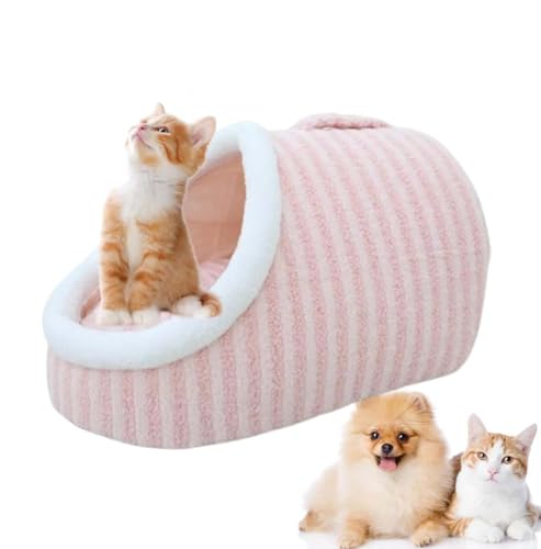 Zentric Cozy Hideaway Pet Bed, Hunde-Beruhigungsbett, warmes, weiches Plüsch-Hundekissen, Hundebett flauschig Grosse Hunde, Rutschfester Unterseite, Hundebett waschbar für Katzen und Hunde (Rosa, M) von Keeplus