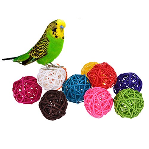 10 Rattan Kugeln Bird Toy DIY Zubehör Spielzeug für Papageien Wellensittiche Sittiche Nymphensittiche Sittiche Unzertrennliche Aras African Greys Kakadu Amazon Käfig Teil zufällige Farbe von Keersi