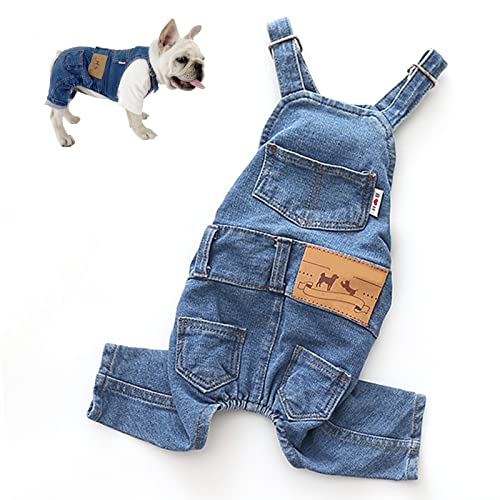 Hunde-Denim-Overall,Hundekostüm mit verstellbaren Schultergurt Bequeme Denim Latzhose,Haustier Niedlicher Jumpsuit Welpen Sommer Jeansjacke für Welpen Katzen Chihuahua und Haustiere (L) von Keho Keho Kehongdun