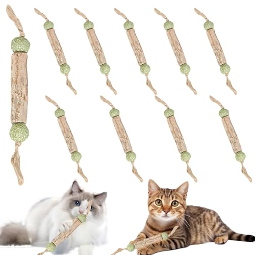 Katzenminze Sticks,10pc Matatabi Katzensticks mit Katzenminze Ball,Katzenminze Spielzeug Katzenspielzeug,Katzenminze Sticks für Katzen,für Schleifen Zähnen für Spielen,Beißen,​Katzen Kauspielzeug von Keho Keho Kehongdun