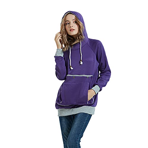 Haustier-Kapuzenpullover, langärmelig, Fleece, für Kätzchen, Welpen, Sweatshirt für Damen, Violett, L von Kei Tomlison