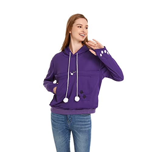 Kei Tomlison Unisex Big Pouch Hoodie Long Sleeve Pet Dog Holder Carrier Sweatshirt, Violet, 3X-Large von Kei Tomlison