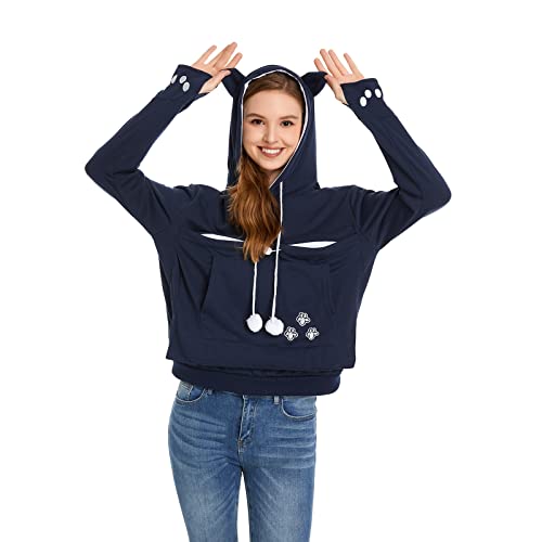 Kei Tomlison Unisex Kapuzenpullover mit großem Beutel, langärmelig, für Haustiere, Katzen und Hunde, Marineblau, 4X-Large von Kei Tomlison