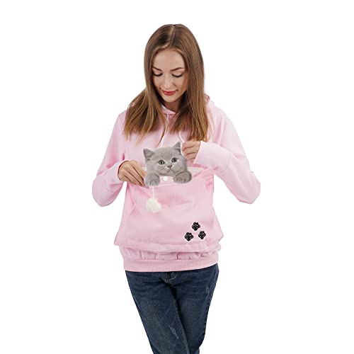 Kei Tomlison Unisex Kapuzenpullover mit großem Beutel, langärmelig, für Haustiere, Katzen und Hunde, Rosa-dick, Large von Kei Tomlison