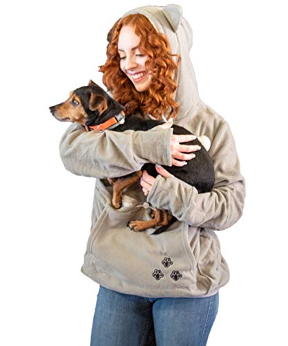 Kei Tomlison Unisex Kapuzenpullover mit großem Beutel, langärmelig, für Haustiere, Katzen und Hunde, graues Fleece, Medium von Kei Tomlison