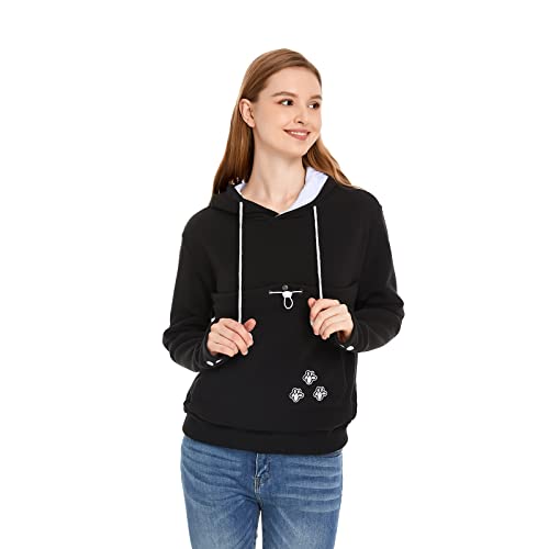 Kei Tomlison Unisex Kapuzenpullover mit großem Beutel, langärmelig, für Haustiere, Katzen und Hunde, schwarz dick, XXX-Large von Kei Tomlison