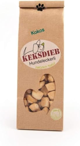 Keksdieb Buttermilch-Kokos-Tropfen | 100 g | Vegetarisches Hundeleckerli | Extra köstliche Geschmacksabwechslung mit Kokos | Mit Bio-Dinkelmehl von Hand gebacken | Weizenfrei von Keksdieb