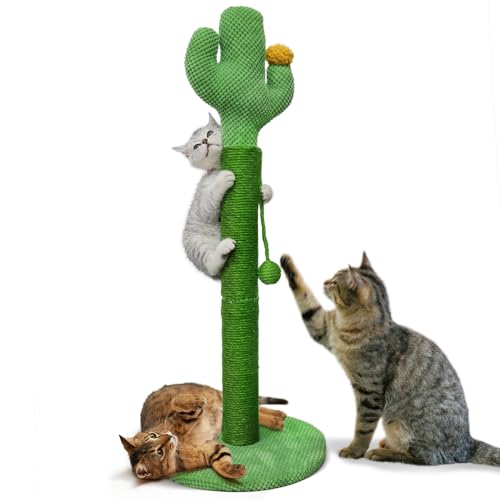 Großer Kratzbaum für Indoor-Katzen, 83 cm, Kaktus-Katzenkratzbaum, große Kratzbäume für ausgewachsene Katzen, mit Sisalseil überzogen, mit Ball, stabiler Krallenkratzer, stabile Basis, von Kekuningan