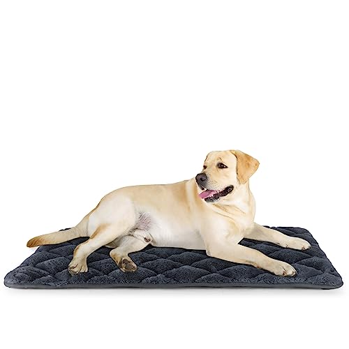 Großes Hundebett, Hundekäfig-Matratze, waschbar, flach, Kissen, Matte, 91,4 cm, weiche Welpen-Bettwäsche, Hunde-Schlafdecke für Kätzchen, Katzen, mittelgroße und kleine Hunde, Dunkelgrau, 91 x 58 cm, von Kekuningan