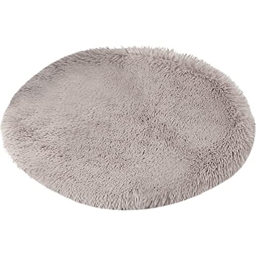 Kelendle 40.6 cm große Plüsch-Hundebettmatte, warm, flauschig, rund, mit rutschfester, weicher, bequemer Haustierhüttenmatte für kleine und mittelgroße Hunde zum Schlafen (helles Kaffee) von Kelendle