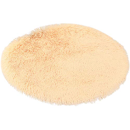 Kelendle 61 cm Plüsch-Hundebettmatte, warm, flauschig, rund, mit rutschfester, wasserdichter Unterseite, weich, bequem, für kleine und mittelgroße Hunde zum Schlafen (Beige) von Kelendle