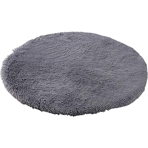 Kelendle 78.9 cm große Plüsch-Hundebettmatte, warm, flauschig, rund, mit rutschfester, weicher, bequemer Haustierhüttenmatte für kleine und mittelgroße Hunde zum Schlafen (dunkelgrau) von Kelendle