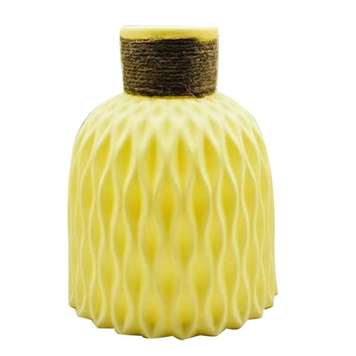 Desktop-Blumentopf, niedliche Ananas, dekorativer Übertopf für Heimdekoration, Wohnzimmer, Schlafzimmer, Büro, Kunststoff, 14,5 x 11 cm (Yellow) von Kelepu