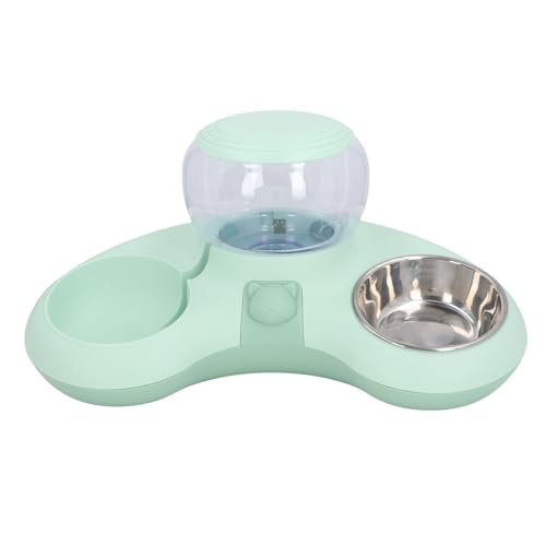 Doppelte Katzennäpfe, Tierfutter- und Wassernapf-Set, erhöhte, geneigte Katzennäpfe mit automatischem Wasserspender für Katzen, kleine Hunde (Green) von Kelepu