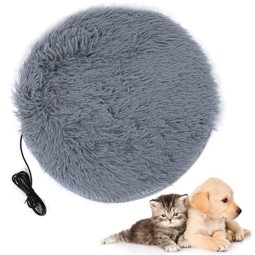 Haustier-Heizdecke, Heizkissen, Matte aus weichem Plüsch, Katze für kleine Hunde und Katzen, angenehmes Handgefühl, USB-Ladeschnittstelle, erhöht die Temperatur des Haustiers (Silver Gray) von Kelepu