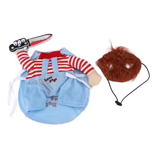 Hunde-Cosplay-Kostüm, Pet Deadly Doll Hundekostüm, atmungsaktives und verstellbares Neuheits-Outfit mit Halloween- und Weihnachtsthemen für unterhaltsame Cosplay-Partys (M) von Kelepu