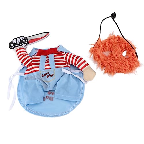 Kelepu Hunde-Cosplay-Kostüm, Pet Deadly Doll Hundekostüm, atmungsaktives und verstellbares Neuheits-Outfit mit Halloween- und Weihnachtsthemen für unterhaltsame Cosplay-Partys (S) von Kelepu