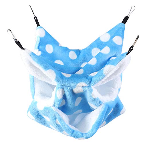 Kelepu Blaue Flanell-Hängematte für Haustiere, dreilagig, warmes Hängebett, Haus für kleine Haustiere für Sugar Glider Chinchilla von Kelepu