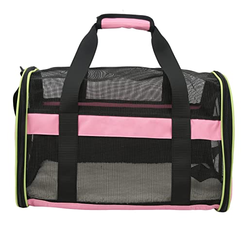 Kelepu Katzen-Tragetasche aus Denim-Stoff, Haustier-Transporttasche aus 600D-Nylon, Katzen- und Hunde-Tragetasche, Haustier-Reisetasche mit verstellbarem Schultergurt zum Tragen (Hell-Pink) von Kelepu