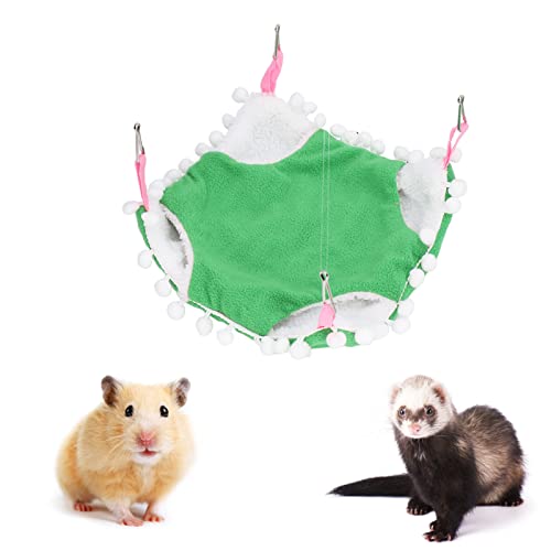 Kelepu Sugar Glider Hängematte, Meerschweinchenkäfig-Zubehör, Bettwäsche, warme Hängehängematte für Papageien, Frettchen, Eichhörnchen, Hamster, Ratten, die schlafen (Green) von Kelepu