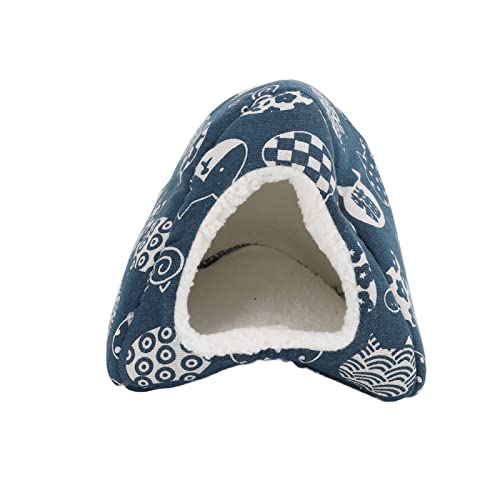 Kelepu Winterwarmes Hamsterbett, weiches Plüschmaterial, niedliche Katzenkopfmuster, geeignet für Chinchilla, Meerschweinchen, Igel, Frettchen (S 30‑38 Size) von Kelepu