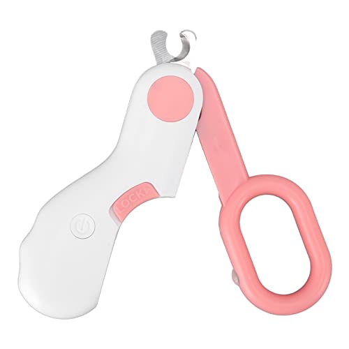 Krallenknipser für Katzen, LED-Licht, ergonomischer Griff, rutschfeste, scharfe Klinge für Haustierpflegezubehör (Pink) von Kelepu