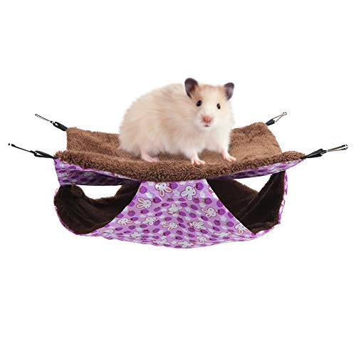 Lila Kaninchen Doppelschichtige Zwischenschicht Warme Hängematte Hängendes Bett Haus Schlafsack für Eichhörnchen Kleine Haustiere (S 30‑38 Size) von Kelepu