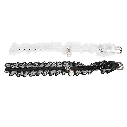 Spitze Hochzeitskleid Festivals Dekoration Haustierhalsband 2PCS Schwarz Weiß für kleine Katzen Hunde von Kelepu