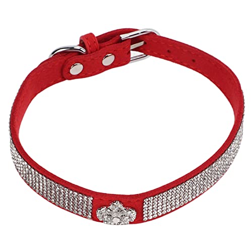 Strass Funkelnde Krone Diamante Schmuck Haustierhalsband weiches Wildleder-Mikrofaser-Katzenhalsband (L) von Kelepu