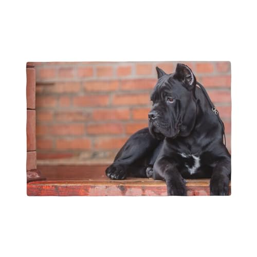 Cane Corso Große Schwarze Hunde Haustiere,Tischsets aus Leinenimitat, 6er-Set, waschbar, hitzebeständig, Tablettunterlage, 30 x 45 cm von KemEng