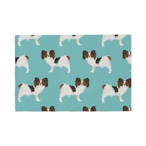 Papillon Hunde Süßer Toy Spaniel Hund,Tischsets aus Leinenimitat, 6er-Set, waschbar, hitzebeständig, Tablettunterlage, 30 x 45 cm von KemEng