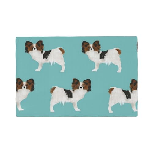 Papillon Hunde Süßer Toy Spaniel Hund,Tischsets aus Leinenimitat, 6er-Set, waschbar, hitzebeständig, Tablettunterlage, 30 x 45 cm von KemEng