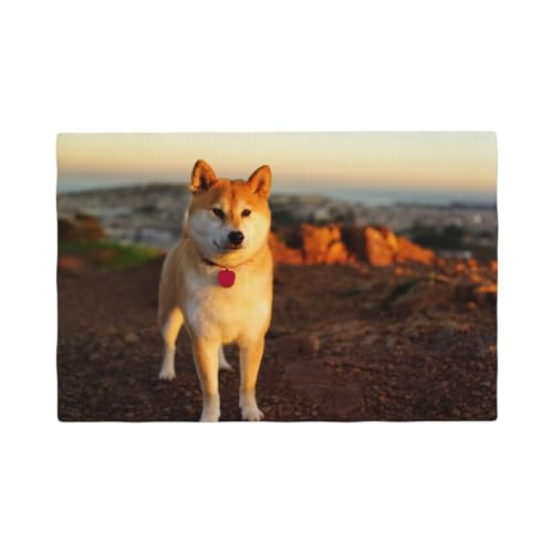 Shiba Inu Haustiere Hunde Sonnenuntergang Bokeh Shiba Inu,Tischsets aus Leinenimitat, 6er-Set, waschbar, hitzebeständig, Tablettunterlage, 30 x 45 cm von KemEng